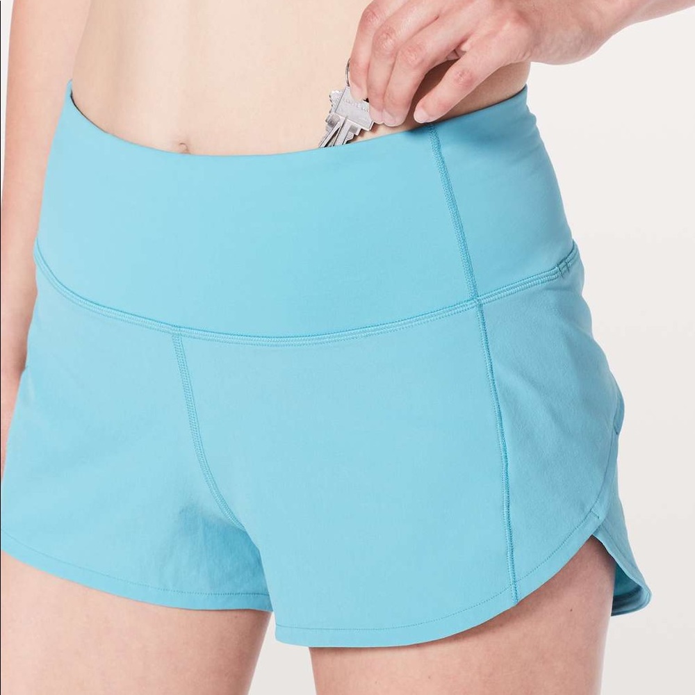 Lululemon High Waisted Speed Shorts 2” Elon Blue